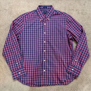 J. Crew Performance Slim Untucked Long Sleeve Pink Blue Gingham Button Down